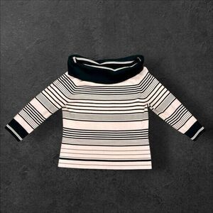 CYRUS Off The Shoulder Sweater Womens L Pink Black Trim Business Casual Pullover